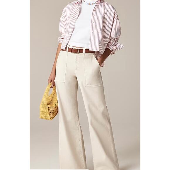J. Crew Plus Natural‎ Camp-Pocket High-Rise Wide-Leg Pant Size 27 - Picture 1 of 12